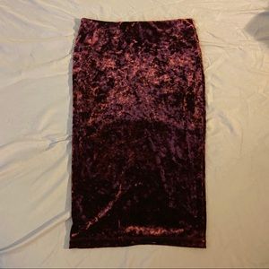 Crushed Velvet Midi Skirt